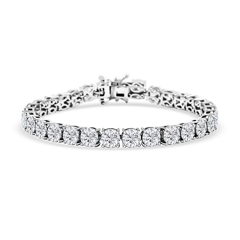 Moissanite 15.10 ctw Tennis Bracelet in Platinum Over Sterling Silver (6.50 In)