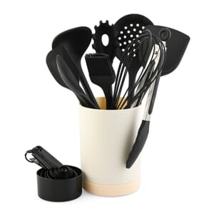 Smirly Silicone Kitchen Utensils Set & Holder 20ct