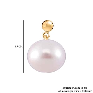 White Freshwater Pearl 8.20 ctw Earrings in 14K Yellow Gold Over Sterling Silver