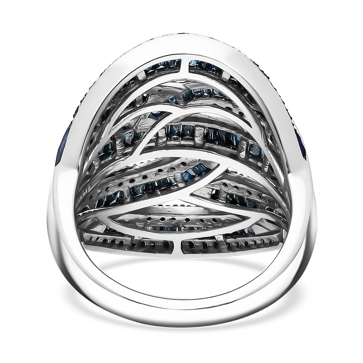 Blue Diamond (IR) Ring in Platinum Over Sterling Silver (Size 10.0) 1.50 ctw image number 3