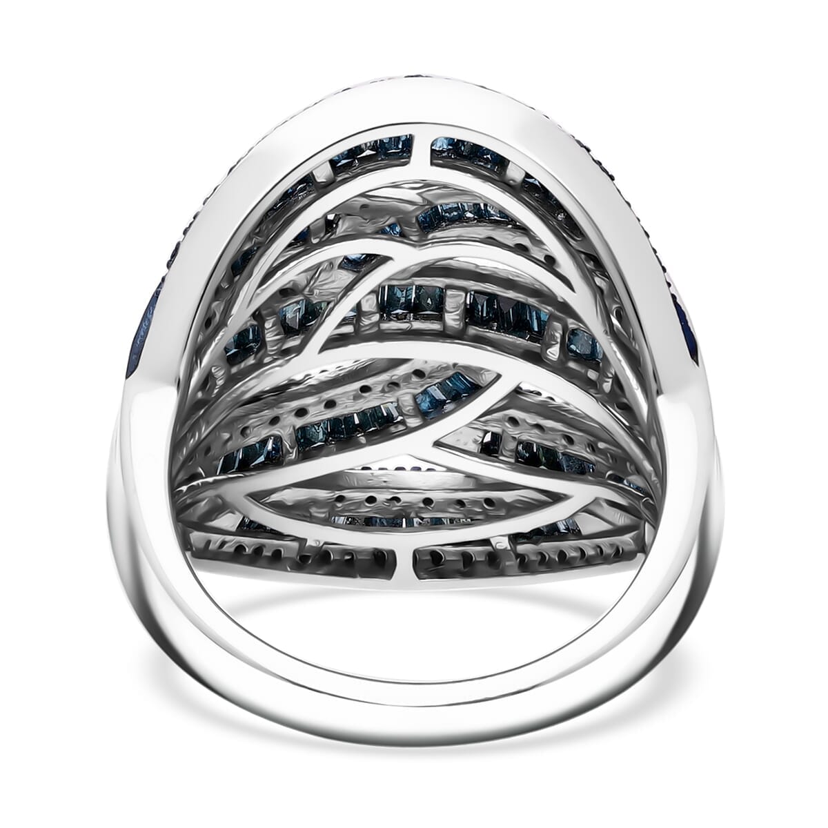 D'Joy Blue Diamond 1.50 ctw Cross-over Bridge Ring in Platinum Over Sterling Silver (Size 6.0) image number 3