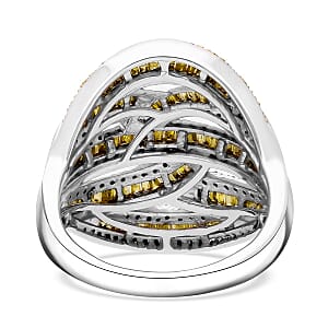 Yellow Diamond (IR) Ring in Platinum Over Sterling Silver (Size 10.0) 1.50 ctw