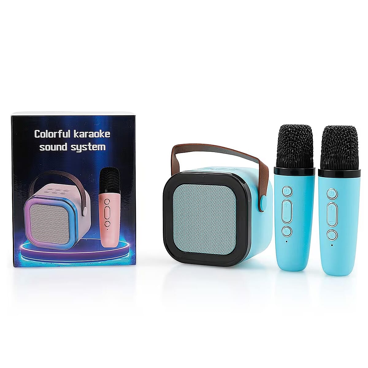 3pcs Bluetooth Karaoke Speaker with Colorful LED lights and 2pc Wireless Microphone - Green image number 0