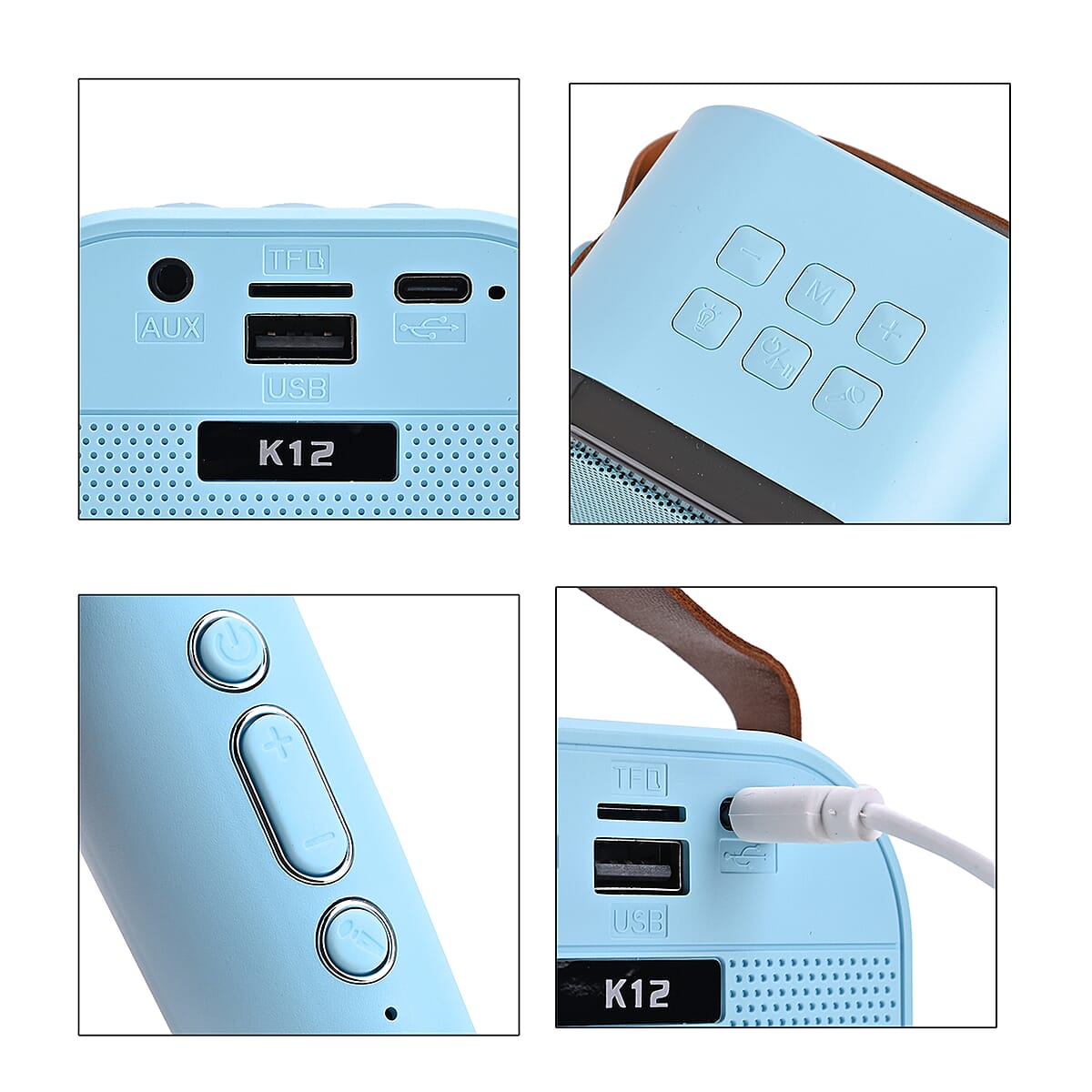 3pcs Bluetooth Karaoke Speaker with Colorful LED lights and 2pc Wireless Microphone - Green image number 9