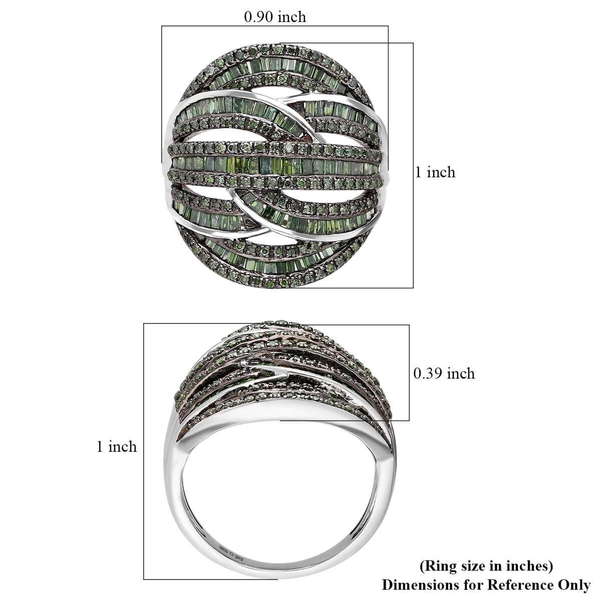 Green Diamond (IR) Ring in Platinum Over Sterling Silver (Size 10.0) 1.50 ctw image number 4