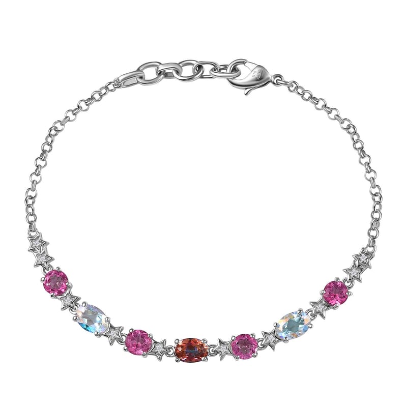 Karis Multi Mystic Topaz and White Topaz 5.50 ctw Celestial Bracelet in Platinum Bond (7.25 In)