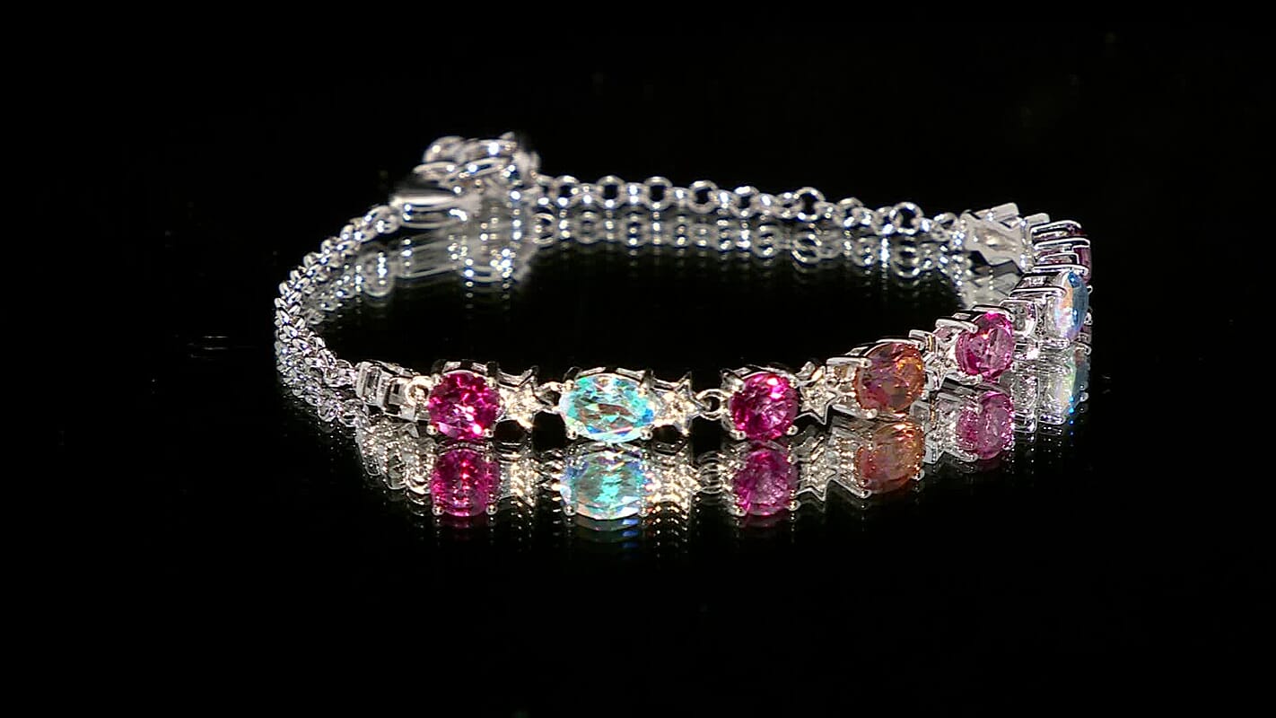 Karis Multi Mystic Topaz and White Topaz 5.50 ctw Celestial Bracelet in Platinum Bond (7.25 In)