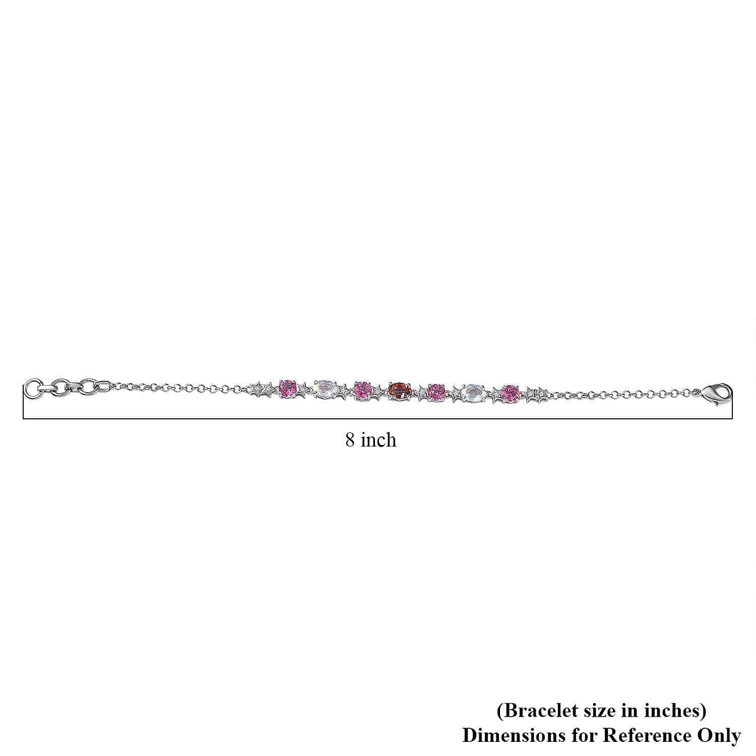 Karis Multi Mystic Topaz and White Topaz 5.50 ctw Celestial Bracelet in Platinum Bond (7.25 In)