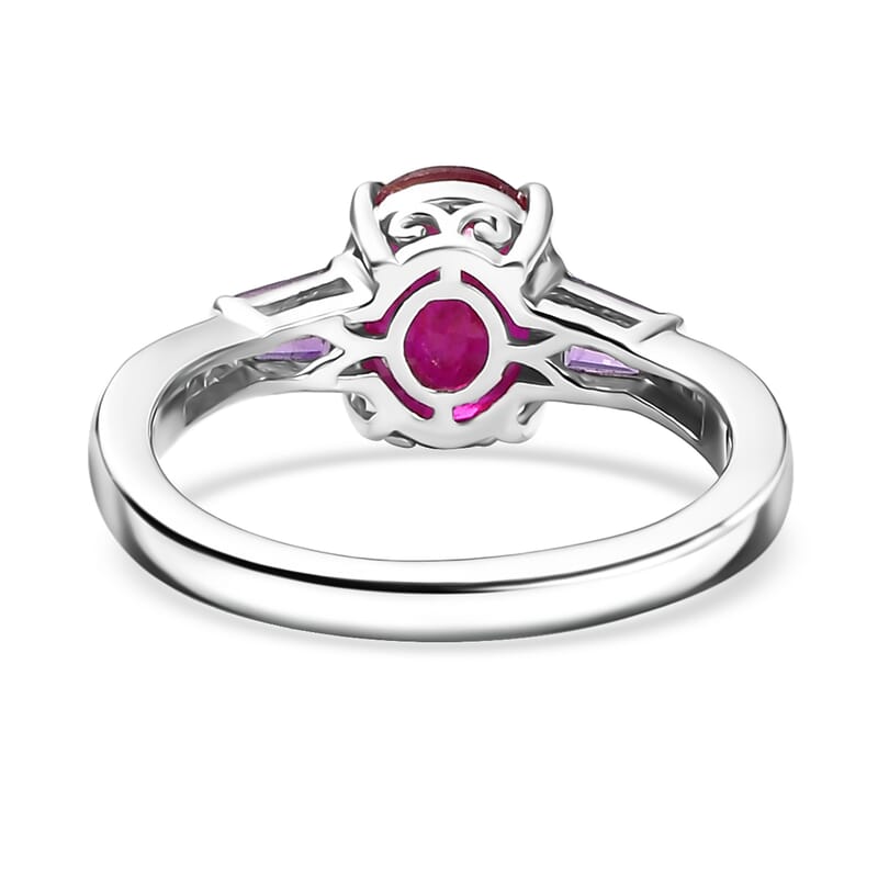D'Joy Niassa Ruby (FF) and Multi Gemstone 3.10 ctw Solitaire Ring in Rhodium Over Sterling Silver (Size 10.0)