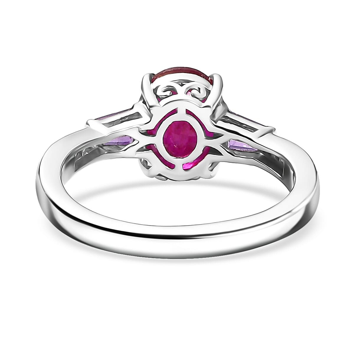 D'Joy Niassa Ruby (FF) and Multi Gemstone 3.10 ctw Ring in Rhodium Over Sterling Silver (Size 9.0) image number 4