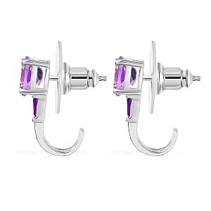 D'Joy Moroccan Amethyst and Multi Gemstone 1.70 ctw Earrings in Rhodium Over Sterling Silver