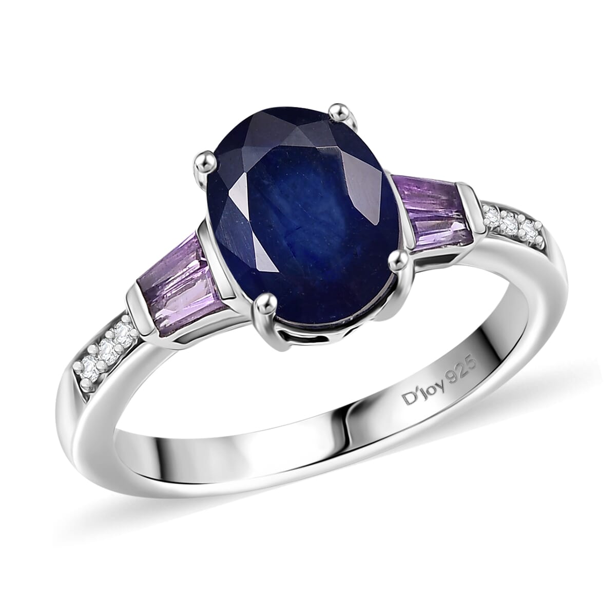 D'Joy Masoala Sapphire (D) and Multi Gemstone 3.10 ctw Ring in Rhodium Over Sterling Silver (Size 10.0) image number 0