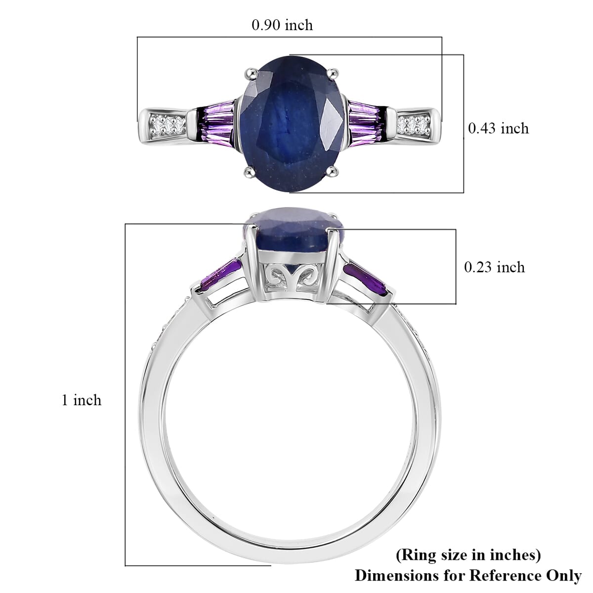 D'Joy Masoala Sapphire (D) and Multi Gemstone 3.10 ctw Ring in Rhodium Over Sterling Silver (Size 10.0) image number 5