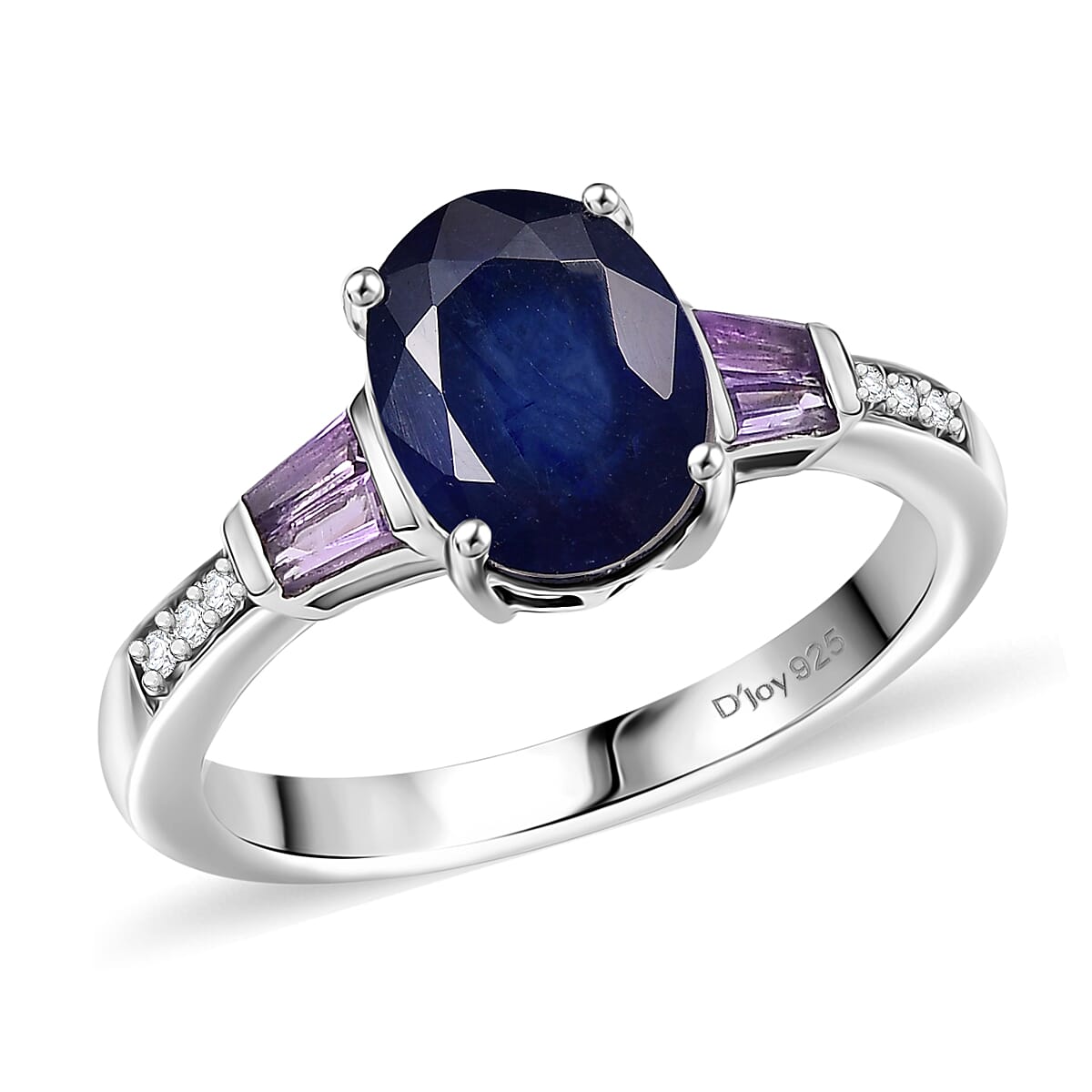 D'Joy Masoala Sapphire (D) and Multi Gemstone 3.10 ctw Ring in Rhodium Over Sterling Silver (Size 7.0) image number 0