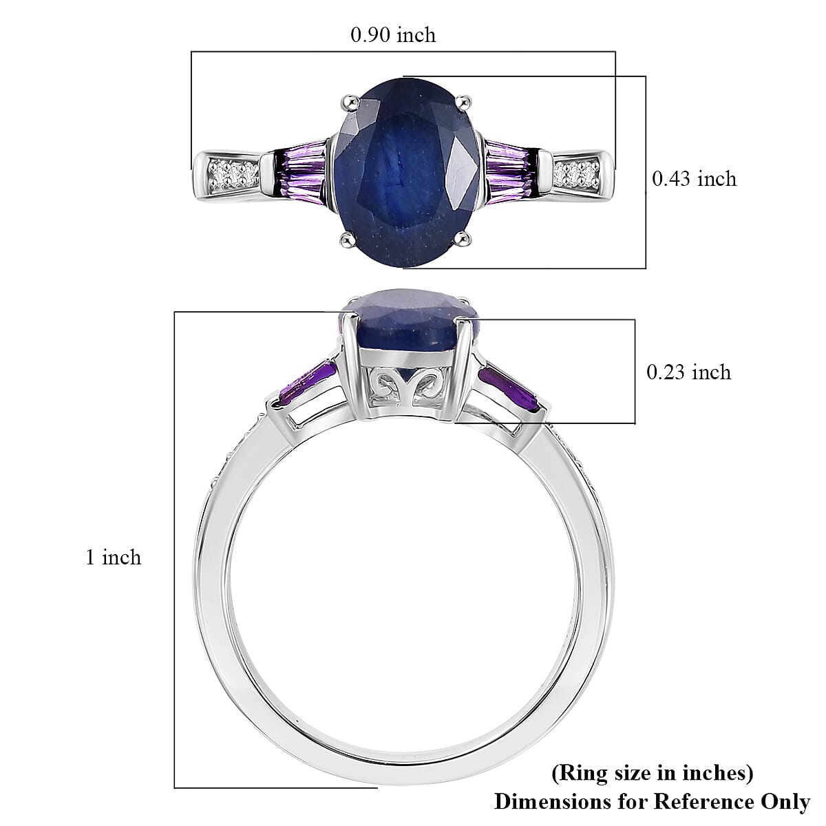 D'Joy Masoala Sapphire (D) and Multi Gemstone 3.10 ctw Ring in Rhodium Over Sterling Silver (Size 7.0) image number 5