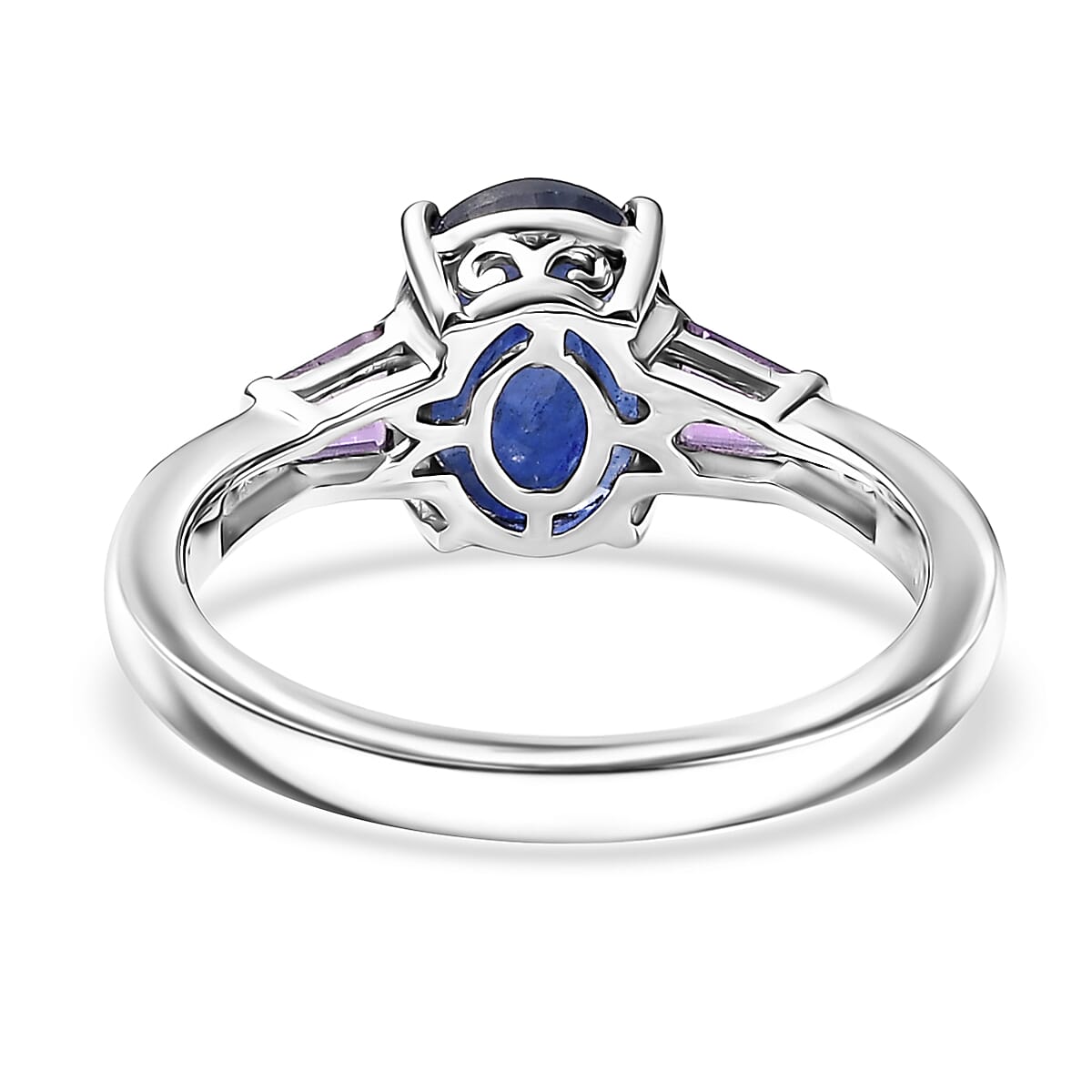 D'Joy Masoala Sapphire (D) and Multi Gemstone 3.10 ctw Ring in Rhodium Over Sterling Silver (Size 8.0) image number 4