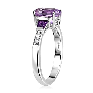 D'Joy Moroccan Amethyst and Multi Gemstone 2.20 ctw Ring in Rhodium Over Sterling Silver (Size  6.0)