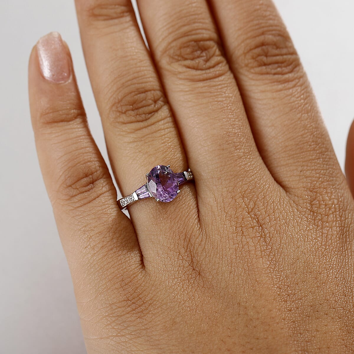 D'Joy Moroccan Amethyst and Multi Gemstone 2.20 ctw Ring in Rhodium Over Sterling Silver (Size  9.0) image number 2