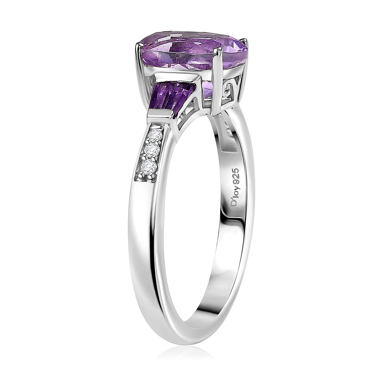 D'Joy Moroccan Amethyst and Multi Gemstone 2.20 ctw Ring in Rhodium Over Sterling Silver (Size  9.0) image number 3