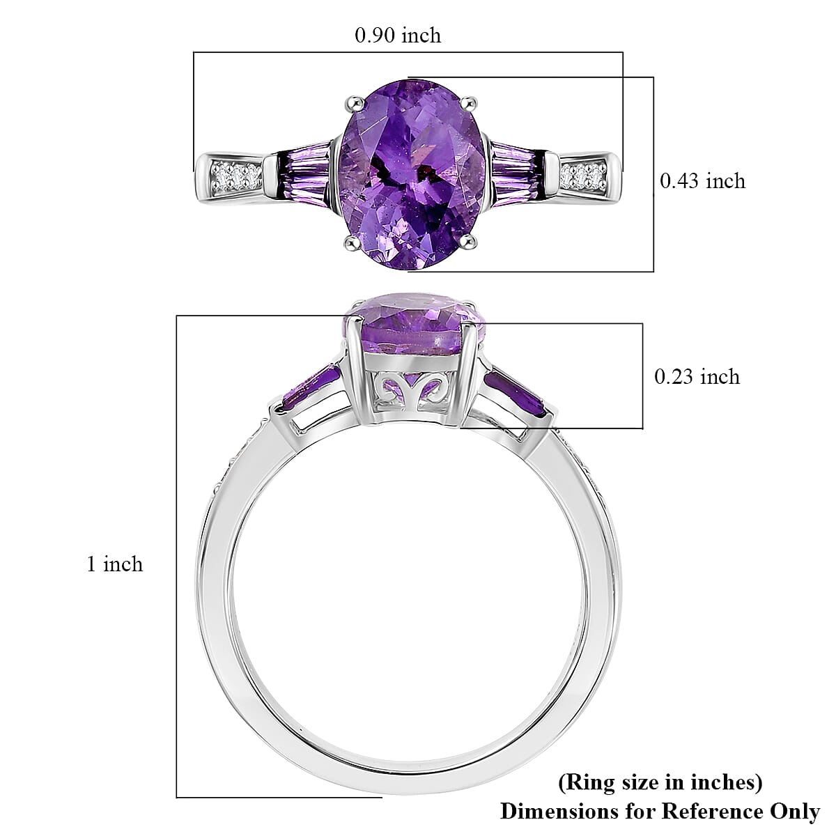 D'Joy Moroccan Amethyst and Multi Gemstone 2.20 ctw Ring in Rhodium Over Sterling Silver (Size  9.0) image number 5