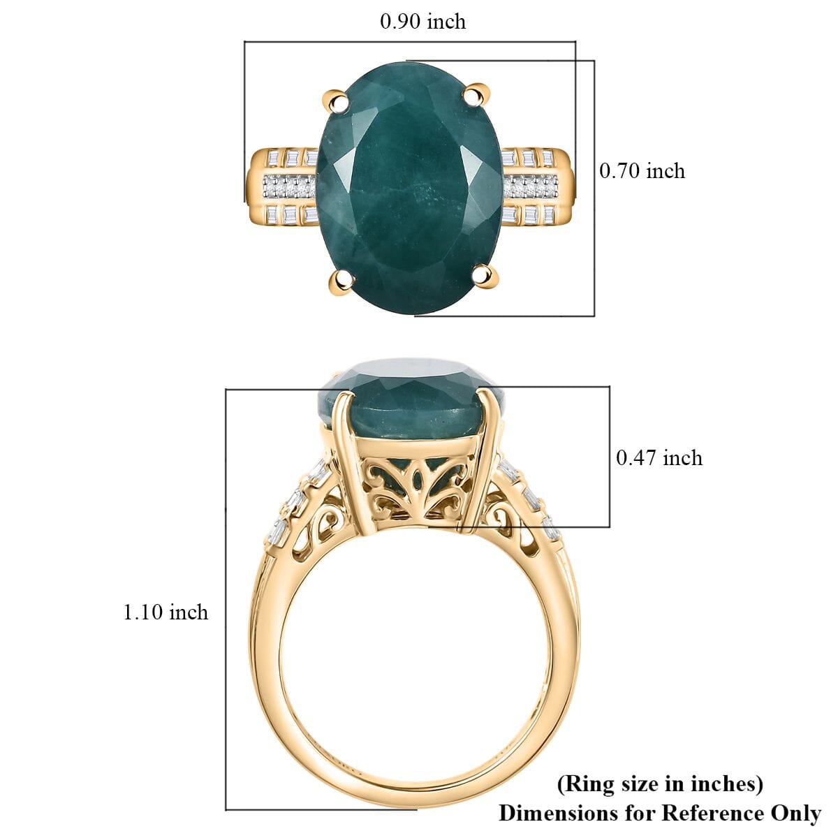 Luxoro Premium Grandidierite and Diamond G-H I2 10.10 ctw Verdant Elegance Ring in 10K Yellow Gold (Size 8.0)] image number 5