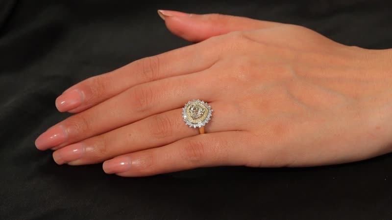 Luxoro 10K Yellow Gold AAA Turkizite, Natural Yellow and White Diamond (I2) Radiant Heart Ring (Size 10.0) 2.50 ctw