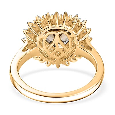Luxoro AAA Turkizite, Natural Yellow and White Diamond I2 2.50 ctw Radiant Heart Ring in 10K Yellow Gold (Size 10.0)