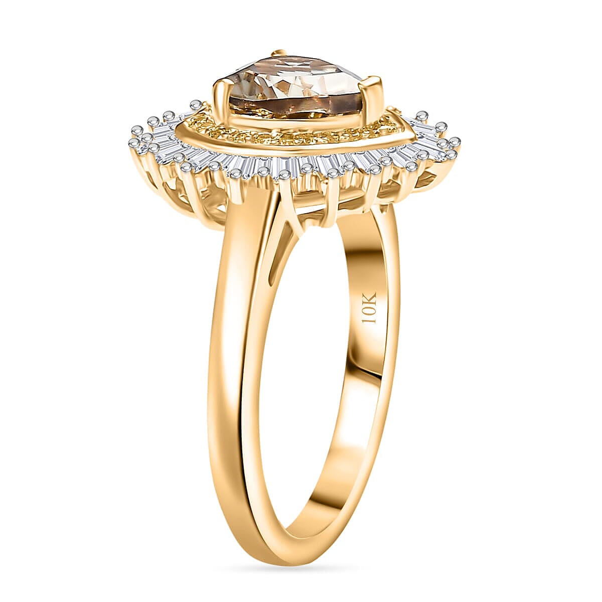 Luxoro 10K Yellow Gold AAA Turkizite, Natural Yellow and White Diamond (I2) Radiant Heart Ring (Size 6.5) 2.50 ctw image number 3
