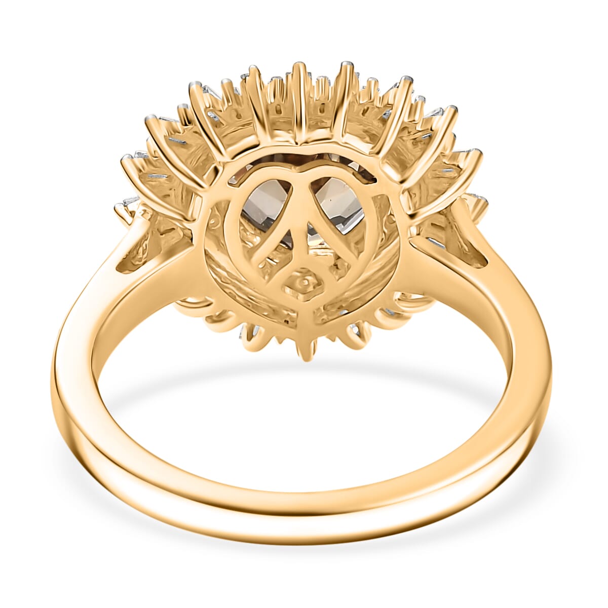 Luxoro AAA Turkizite, Natural Yellow and White Diamond I2 2.50 ctw Radiant Heart Ring in 10K Yellow Gold (Size 7.0) image number 4