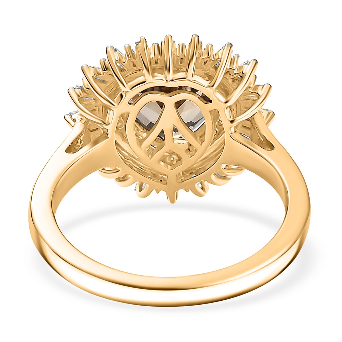 Luxoro AAA Turkizite, Natural Yellow and White Diamond I2 2.50 ctw Radiant Heart Ring in 10K Yellow Gold (Size 8.0) image number 4
