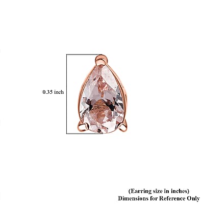 D'Joy Premium Pink Morganite 1.80 ctw Solitaire Stud Earrings in 18K Vermeil Rose Gold Sterling Silver