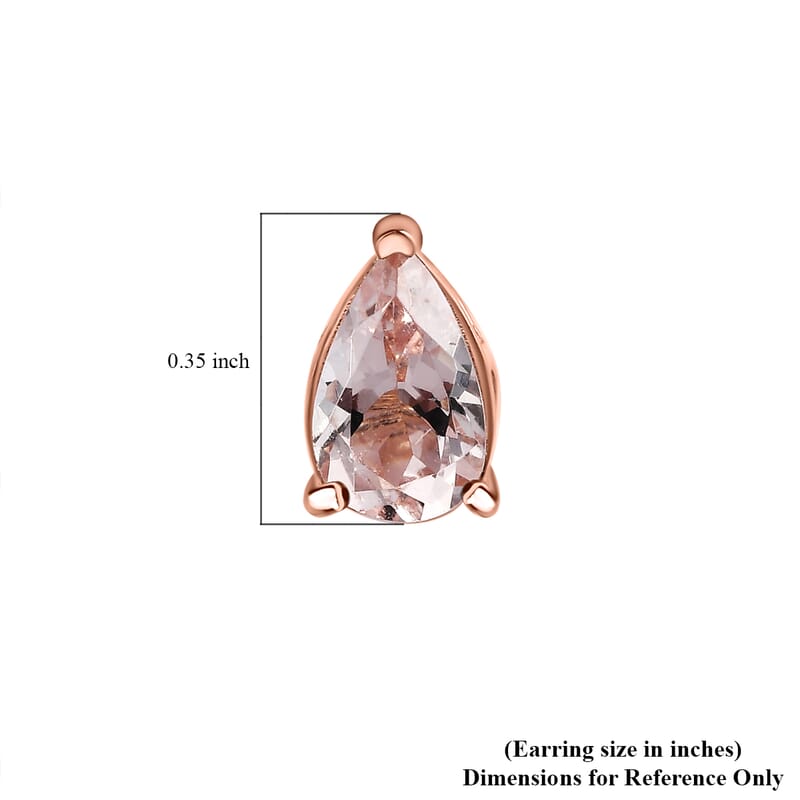 D'Joy Premium Pink Morganite 1.80 ctw Solitaire Stud Earrings in 18K Vermeil Rose Gold Sterling Silver