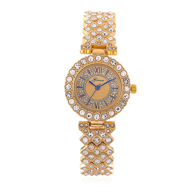Genoa Austrian Crystal Miyota Japanese Movement Watch in Goldtone