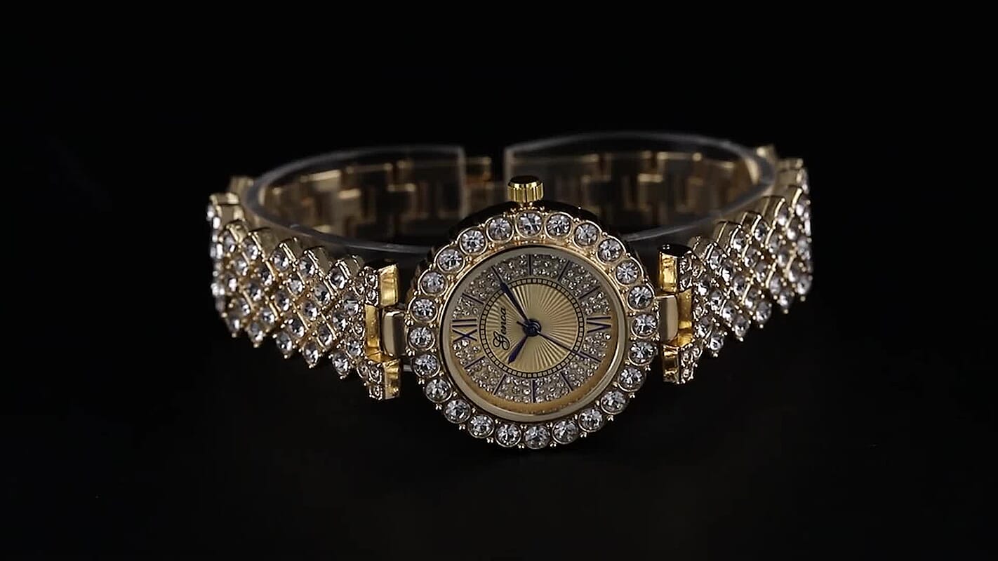 Genoa Austrian Crystal Miyota Japanese Movement Watch in Silvertone