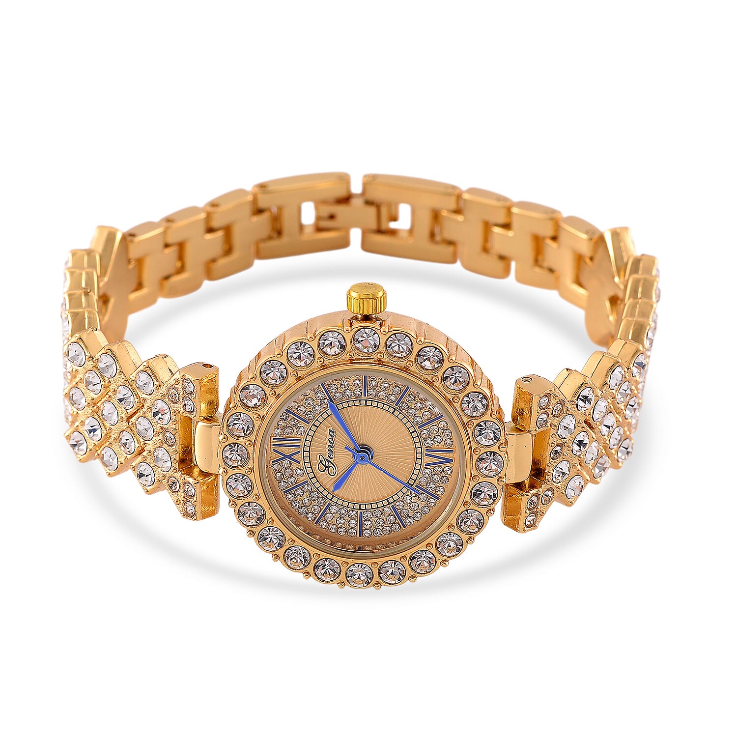Genoa Austrian Crystal Miyota Japanese Movement Watch in Goldtone