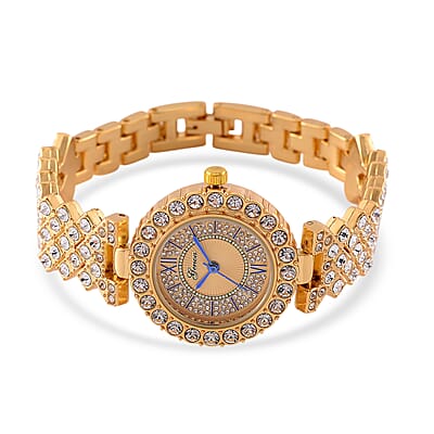 Genoa Austrian Crystal Miyota Japanese Movement Watch in Goldtone