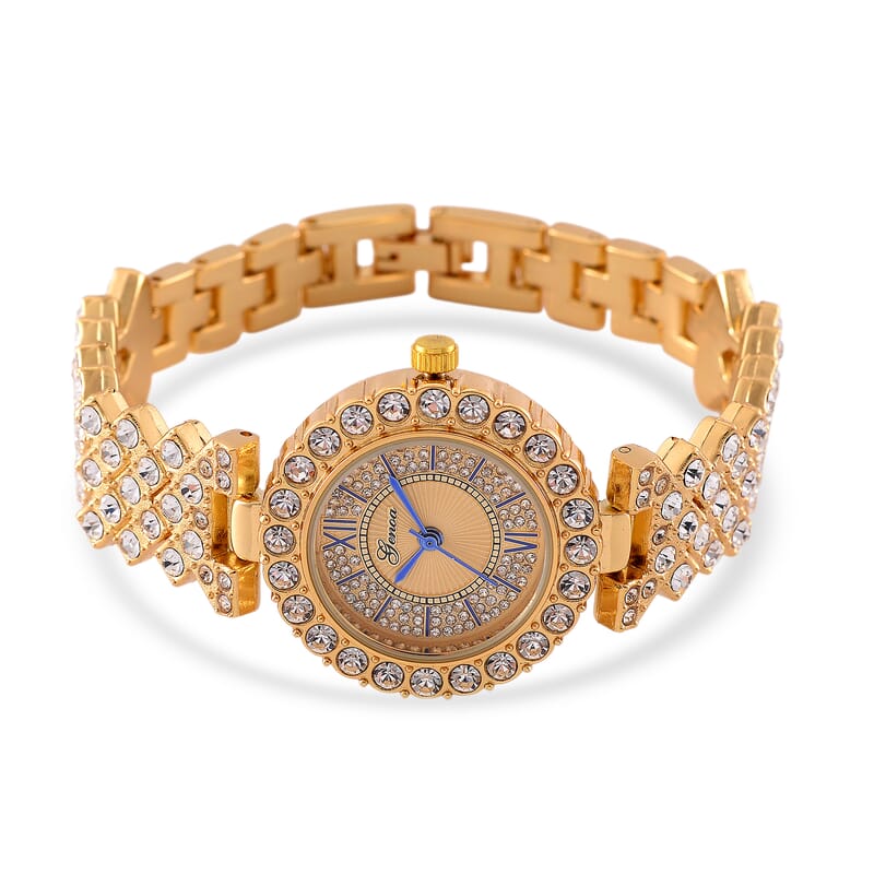 Genoa Austrian Crystal Miyota Japanese Movement Watch in Goldtone