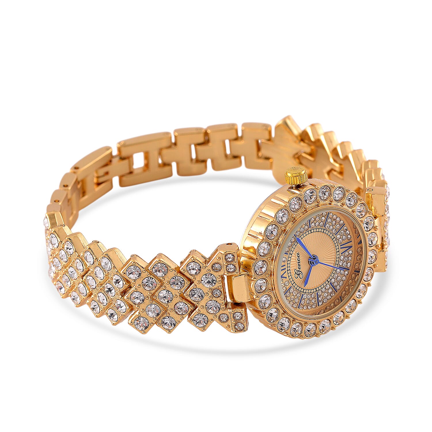 Genoa Austrian Crystal Miyota Japanese Movement Watch in Goldtone