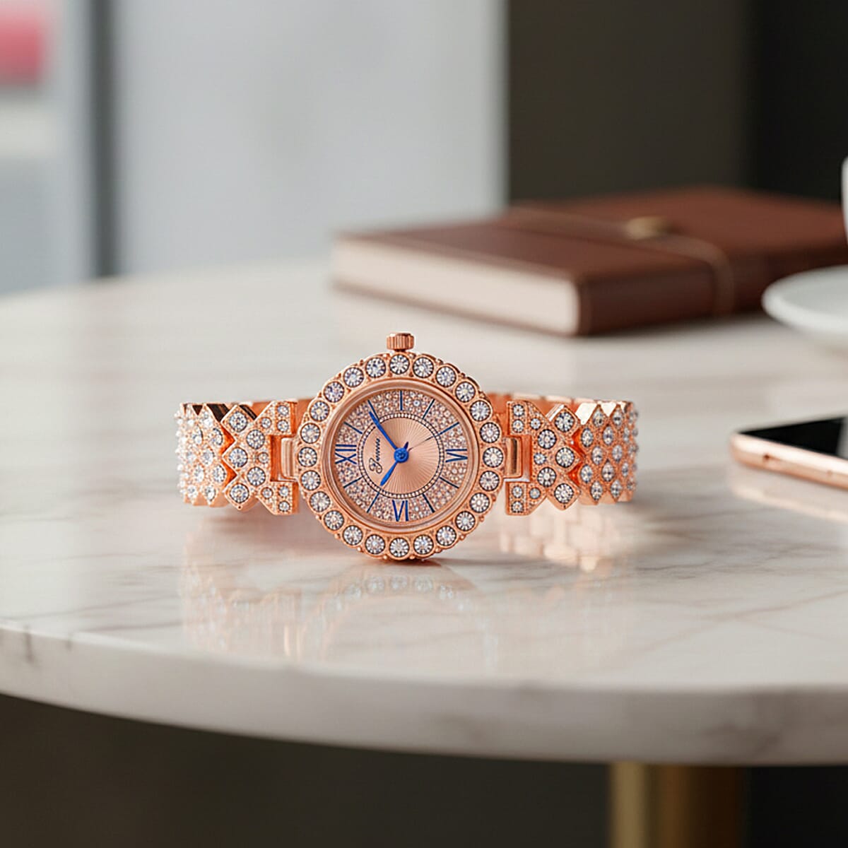 Genoa Austrian Crystal Miyota Japanese Movement Watch in Rosetone image number 1