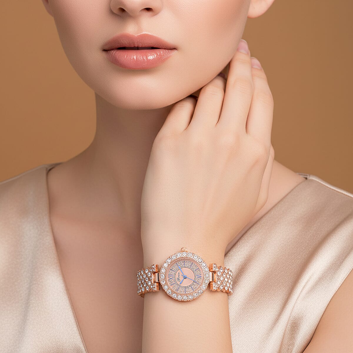 Genoa Austrian Crystal Miyota Japanese Movement Watch in Rosetone image number 2