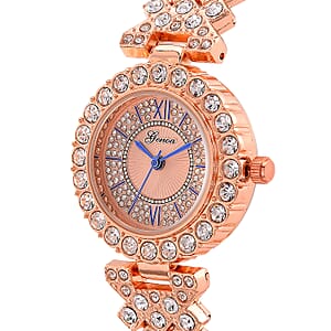 Genoa Austrian Crystal Miyota Japanese Movement Watch in Rosetone