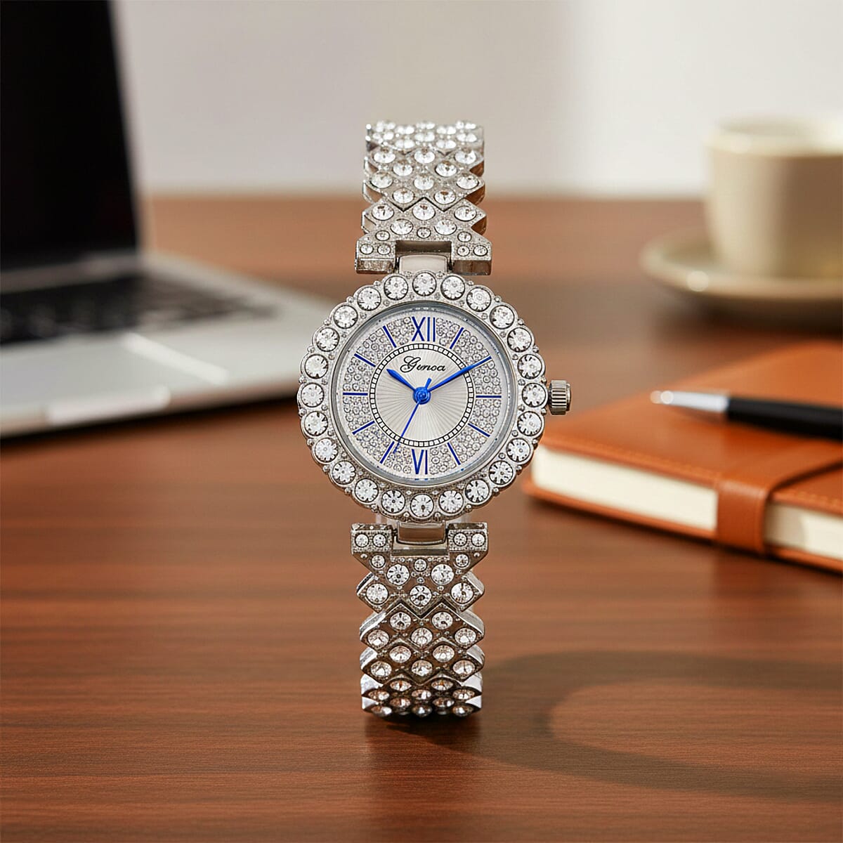 Genoa Austrian Crystal Japanese Movement Watch in Silvertone image number 1