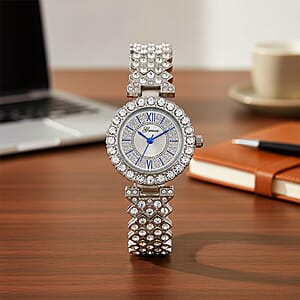Genoa Austrian Crystal Japanese Movement Watch in Silvertone