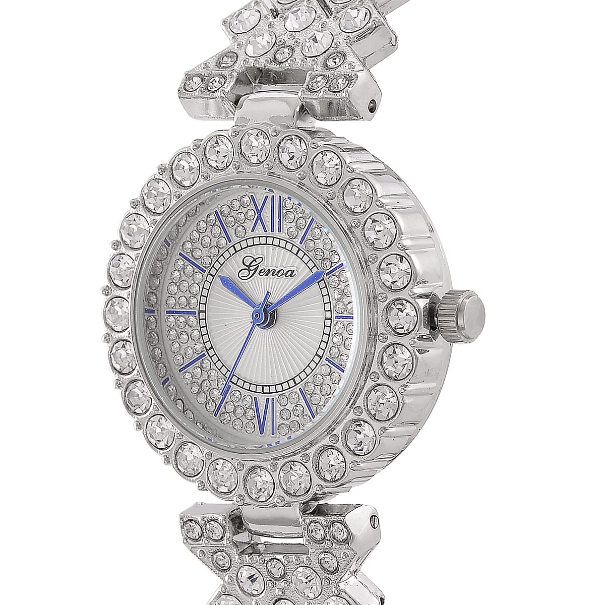 Genoa Austrian Crystal Japanese Movement Watch in Silvertone image number 3