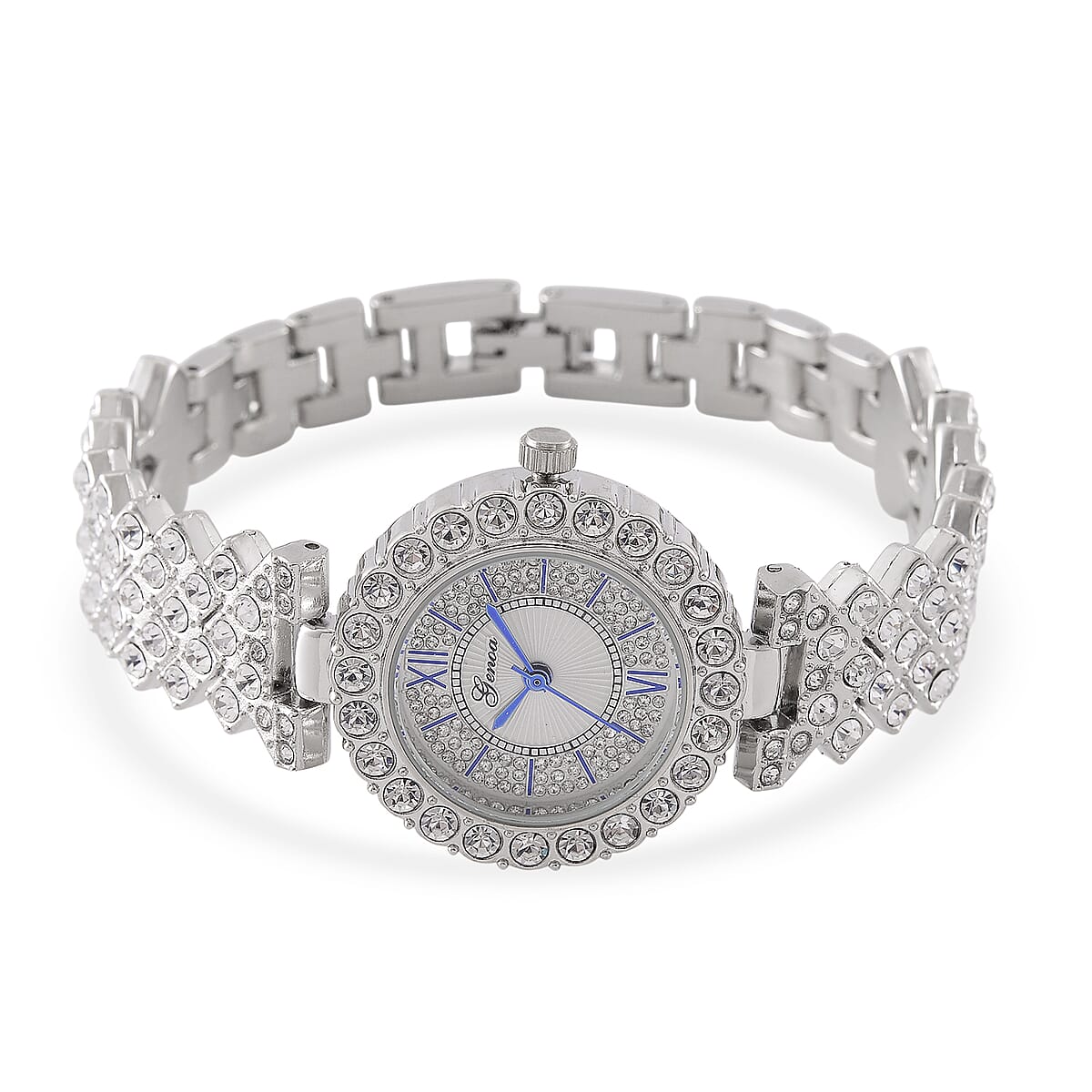 Genoa Austrian Crystal Japanese Movement Watch in Silvertone image number 4