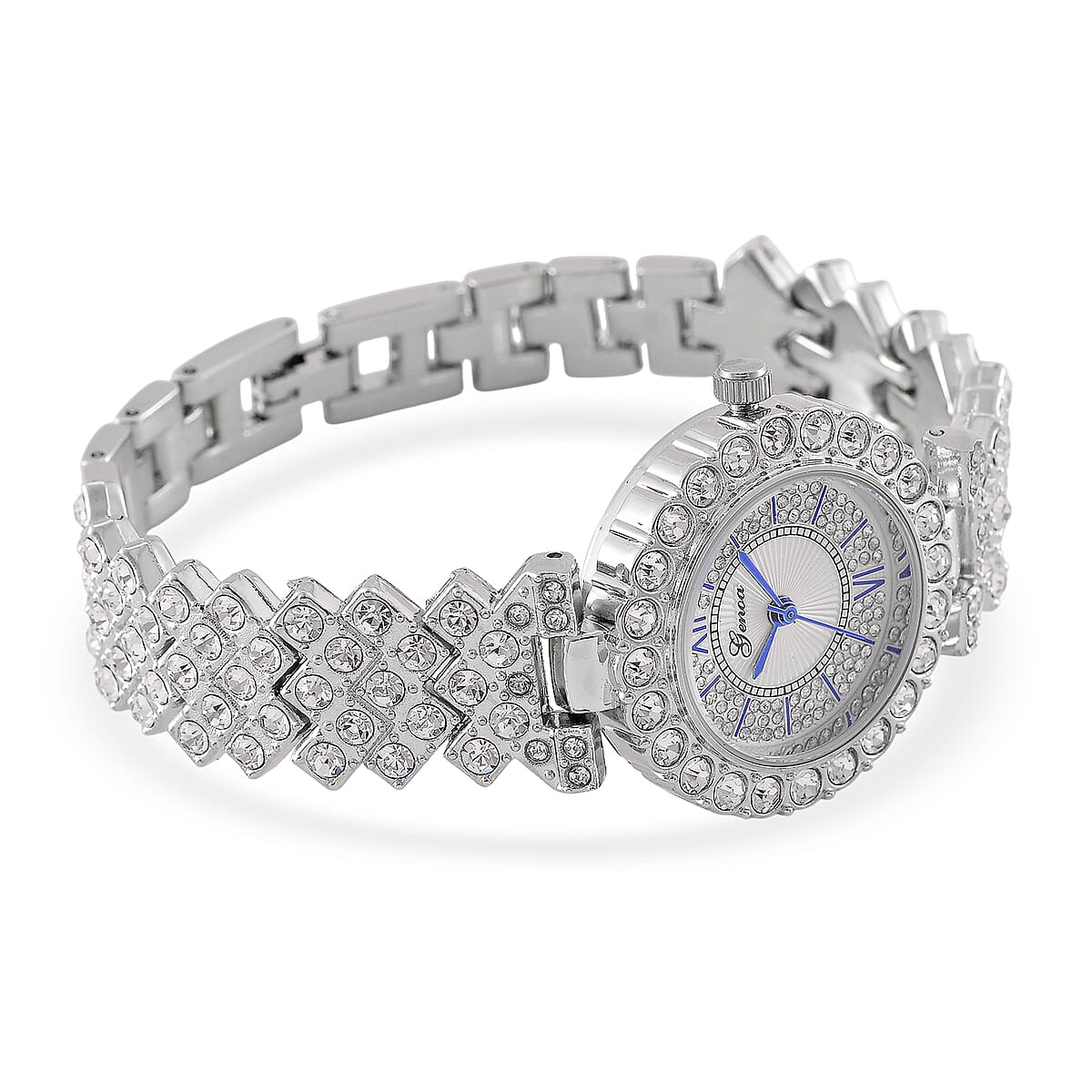 Genoa Austrian Crystal Japanese Movement Watch in Silvertone image number 5