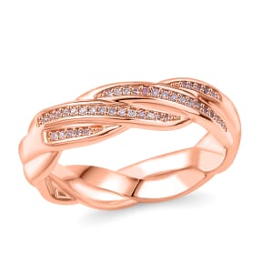 D'Joy Natural Pink Diamond I3 0.10 ctw Flowing Waves Ring in 18K Vermeil Rose Gold Over Sterling Silver (Size 10.0)