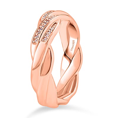 D'Joy Natural Pink Diamond I3 0.10 ctw Flowing Waves Ring in 18K Vermeil Rose Gold Over Sterling Silver (Size 10.0)