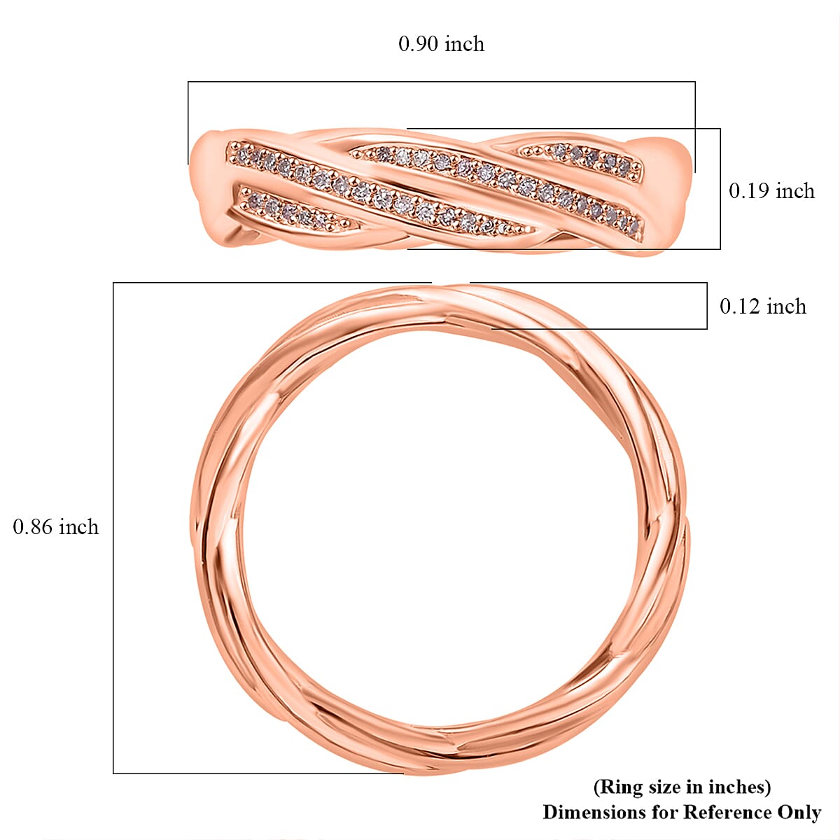 D'Joy Natural Pink Diamond I3 0.10 ctw Flowing Waves Ring in 18K Vermeil Rose Gold Over Sterling Silver (Size 10.0)