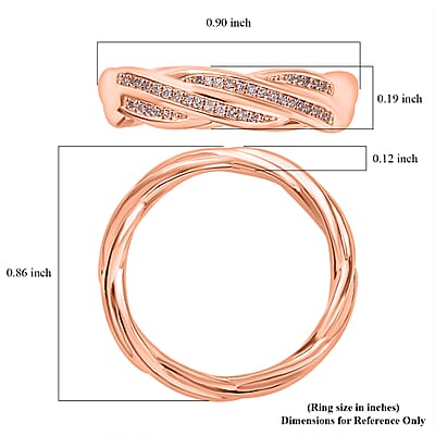 D'Joy Natural Pink Diamond I3 0.10 ctw Flowing Waves Ring in 18K Vermeil Rose Gold Over Sterling Silver (Size 10.0)